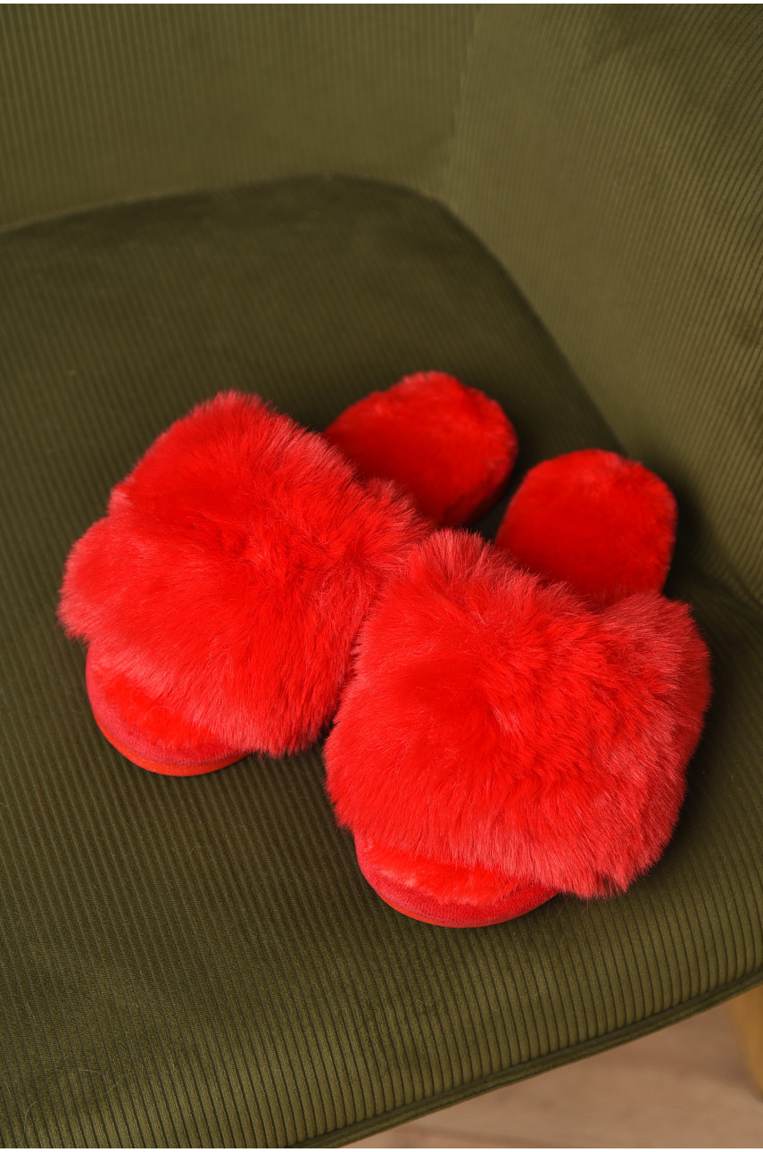 Капці домашні жіночі хутряні червоного кольору р-2 209339