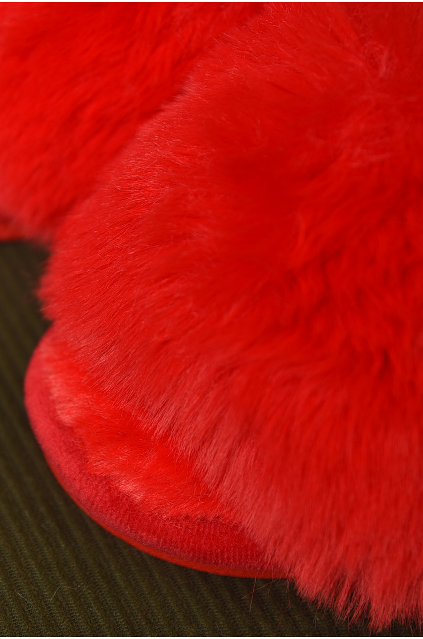 Капці домашні жіночі хутряні червоного кольору р-2 209339 Капці домашні жіночі хутряні червоного кольору р-2 209339