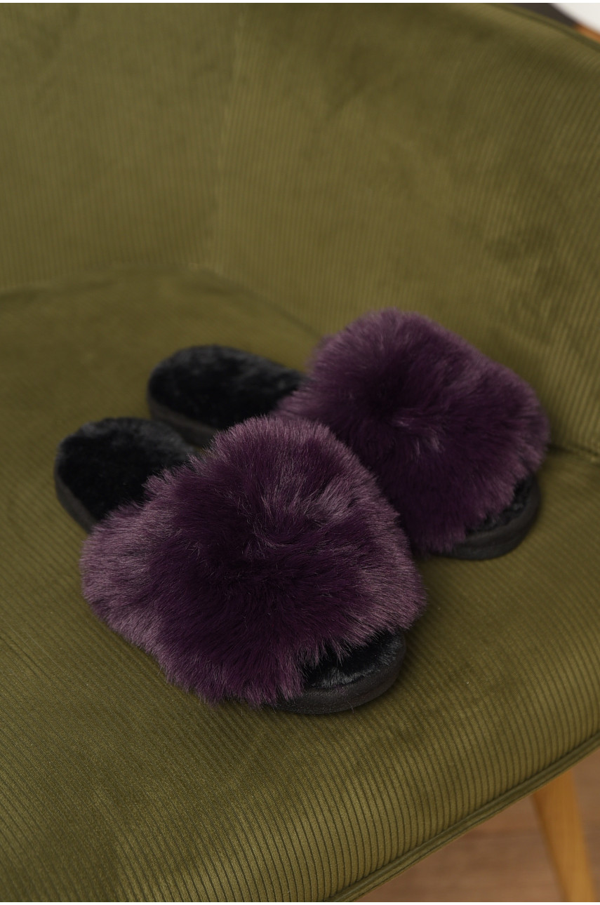 Капці домашні жіночі хутряні темно-фіолетового кольору р-2 209340