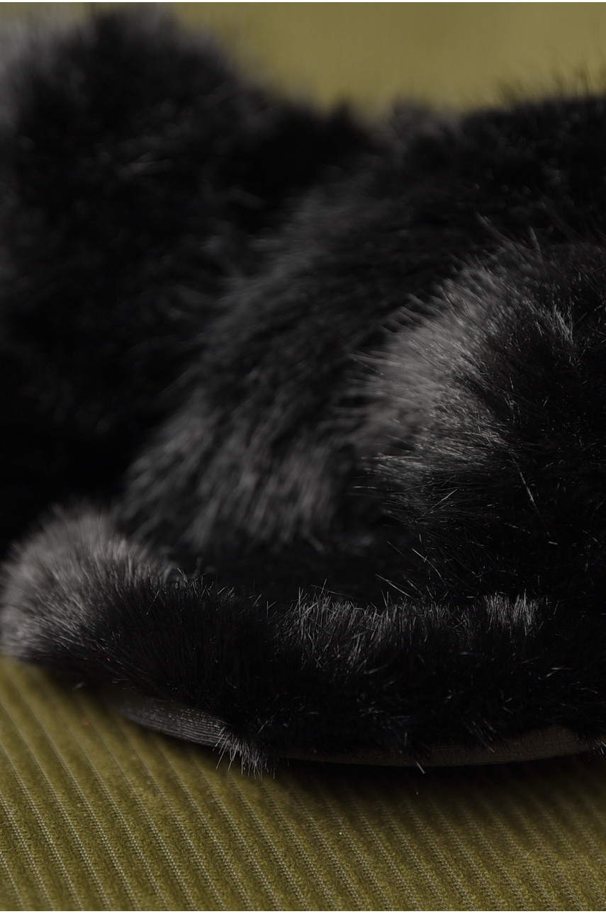 Капці домашні жіночі хутряні чорного кольору А8136 209341 Капці домашні жіночі хутряні чорного кольору А8136 209341