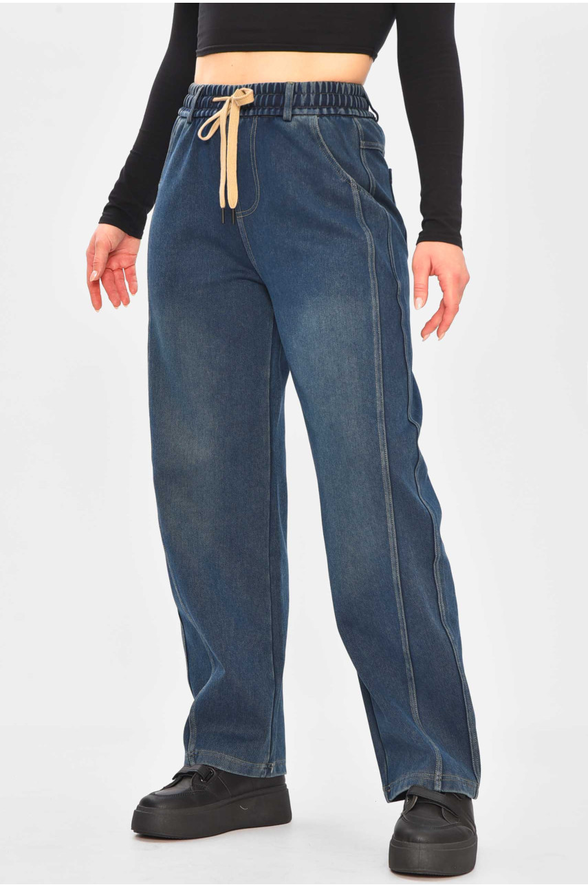 Джинсы женские однотонные синего цвета А4211-1 209344