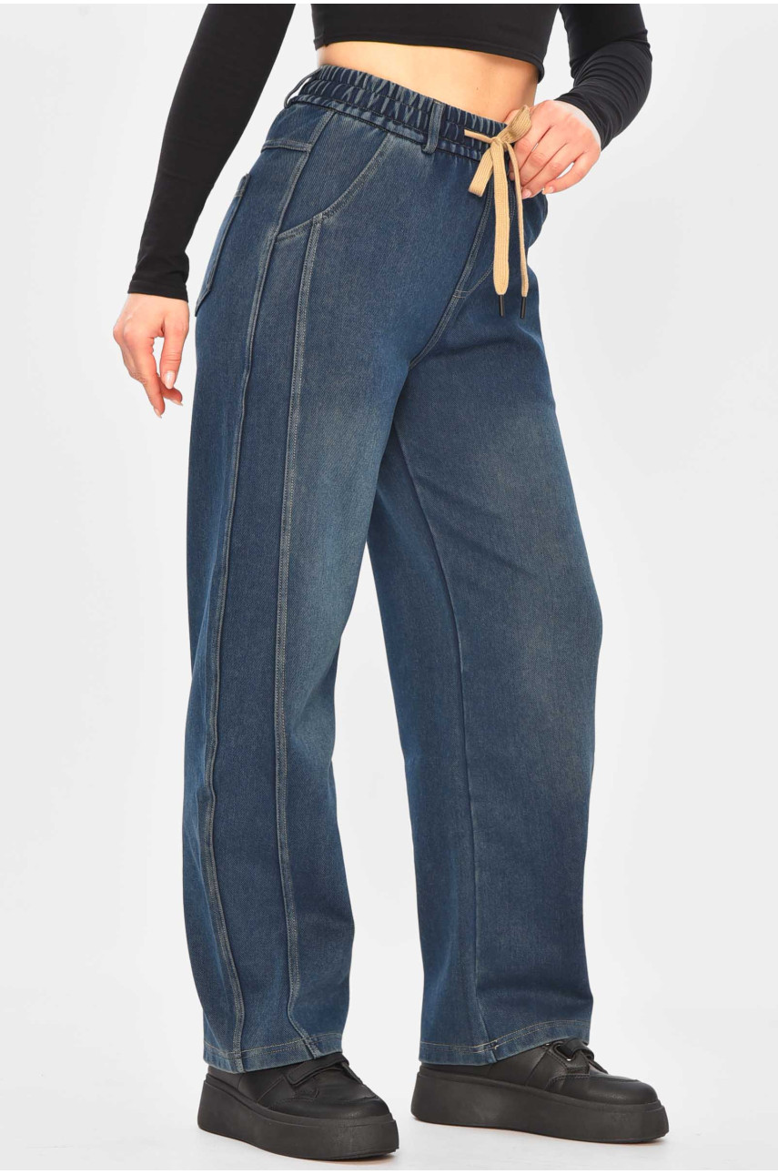 Джинсы женские однотонные синего цвета А4211-1 209344