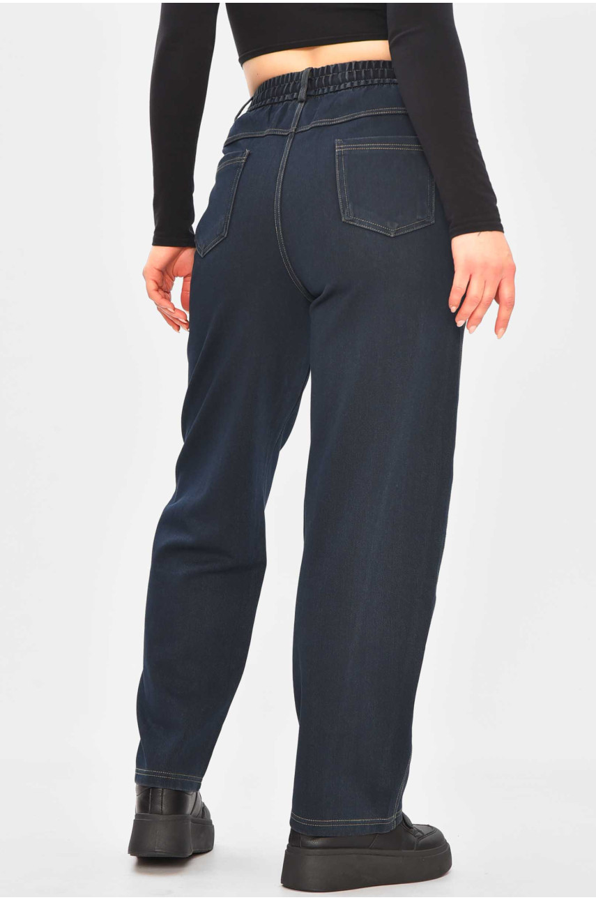 Джинсы женские однотонные тёмно-синего цвета А4211-1 209345