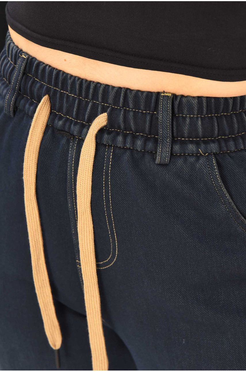 Джинсы женские однотонные тёмно-синего цвета А4211-1 209345