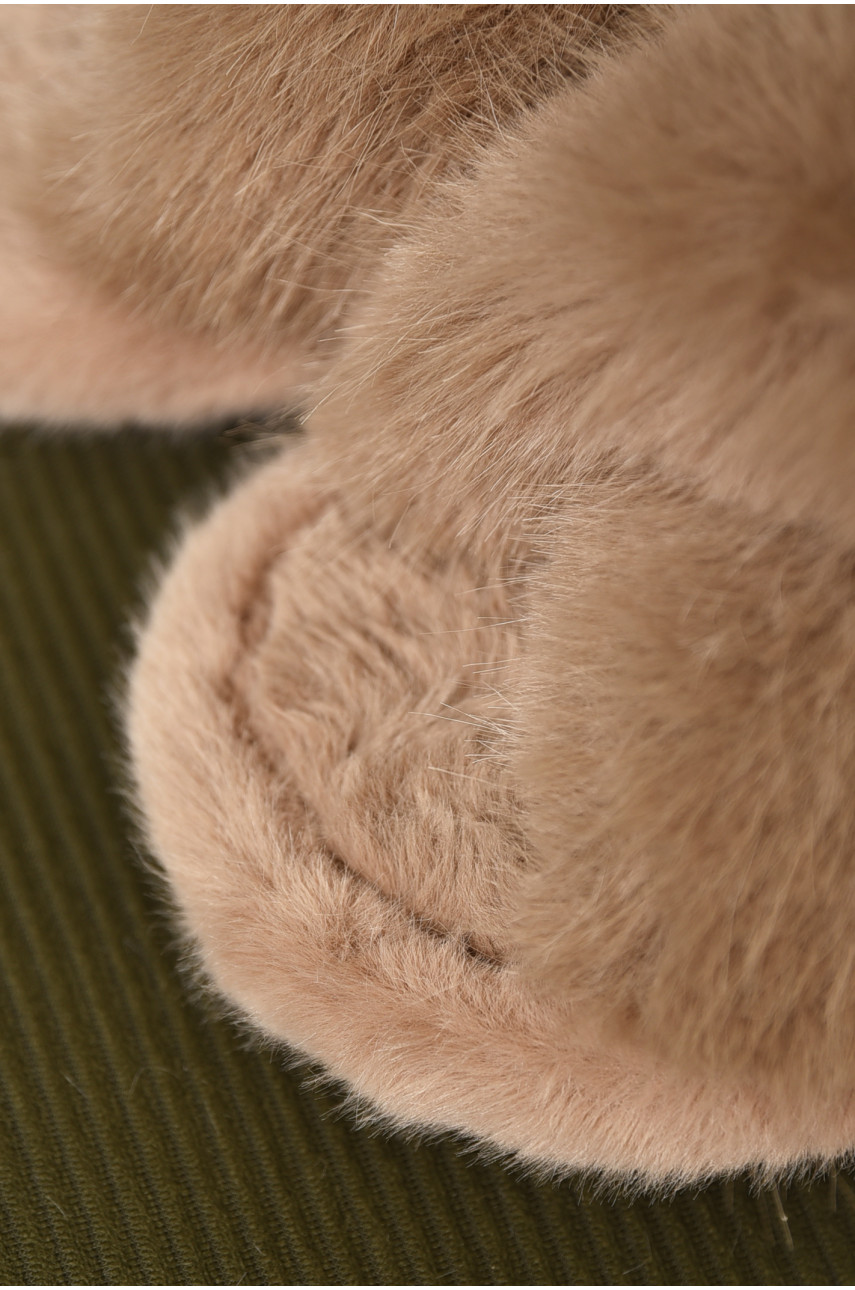 Капці домашні жіночі хутряні бежевого кольору А8136 209352