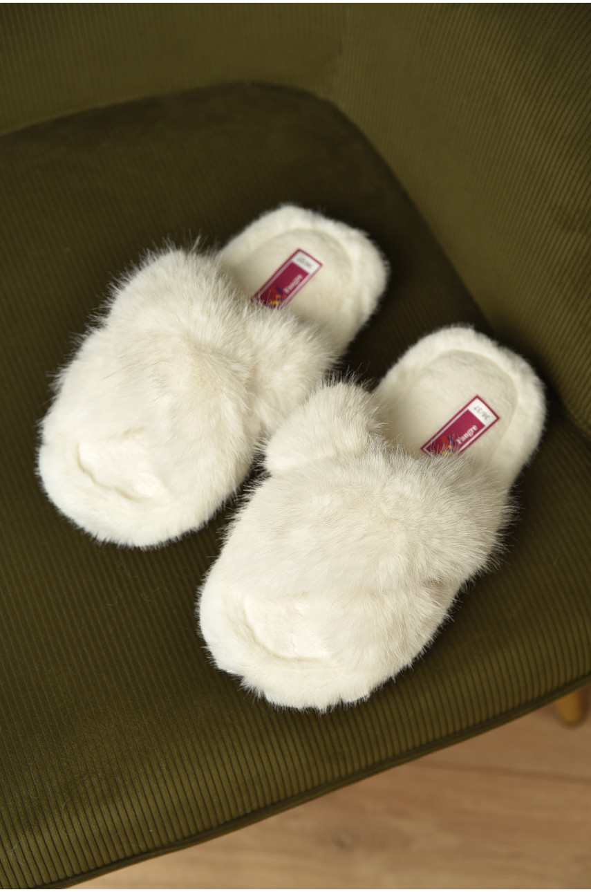 Капці домашні жіночі хутряні білого кольору А8136 209353