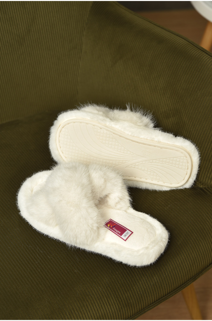 Капці домашні жіночі хутряні білого кольору А8136 209353 Капці домашні жіночі хутряні білого кольору А8136 209353