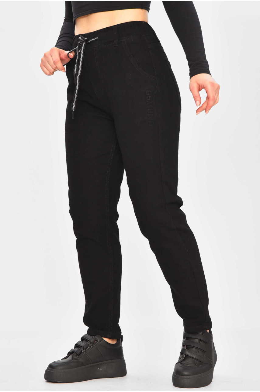 Джинсы женские на флисе черного цвета 850-5 209357
