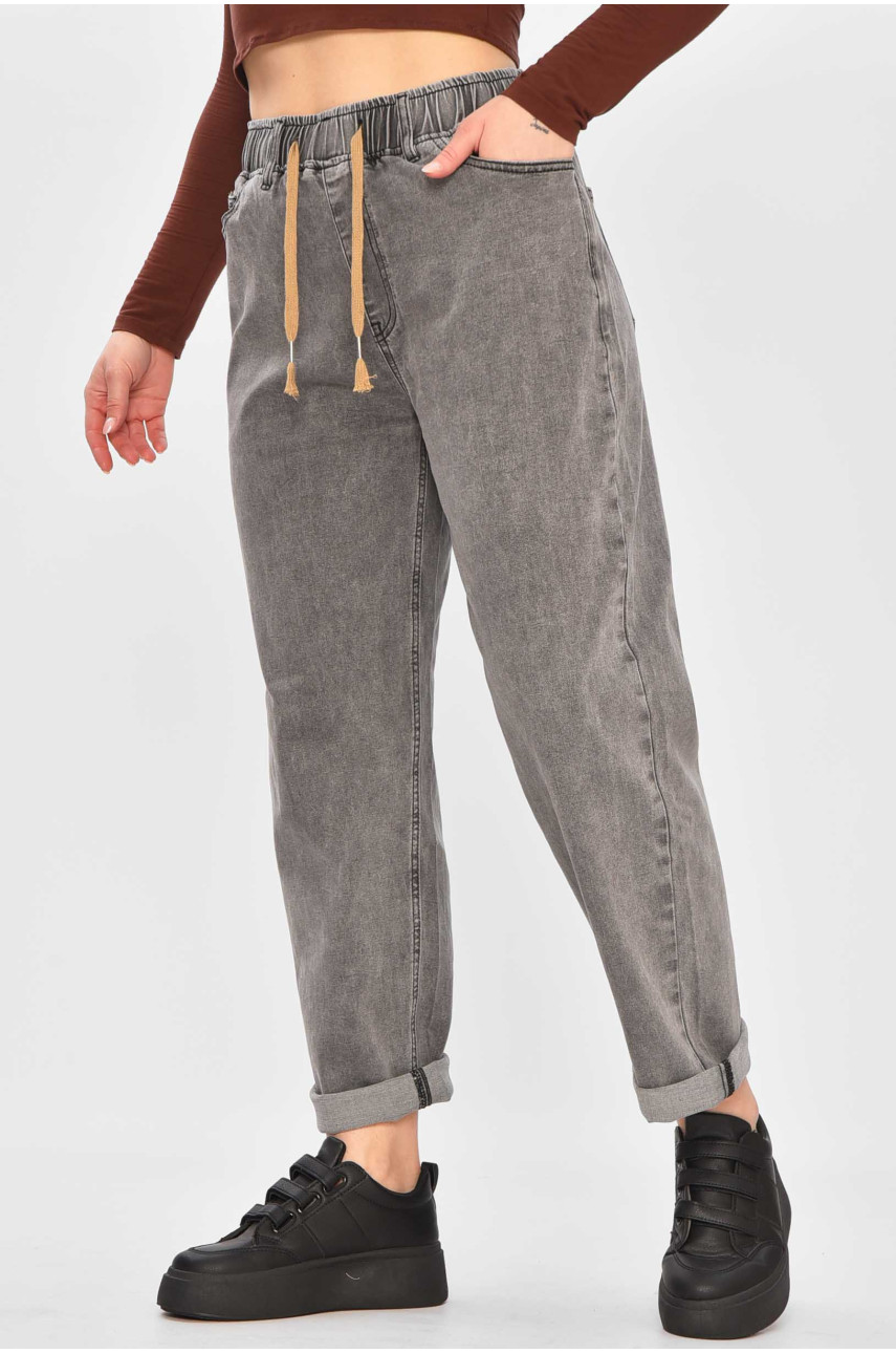 Джинсы женские однотонные серого цвета 521-3 209359