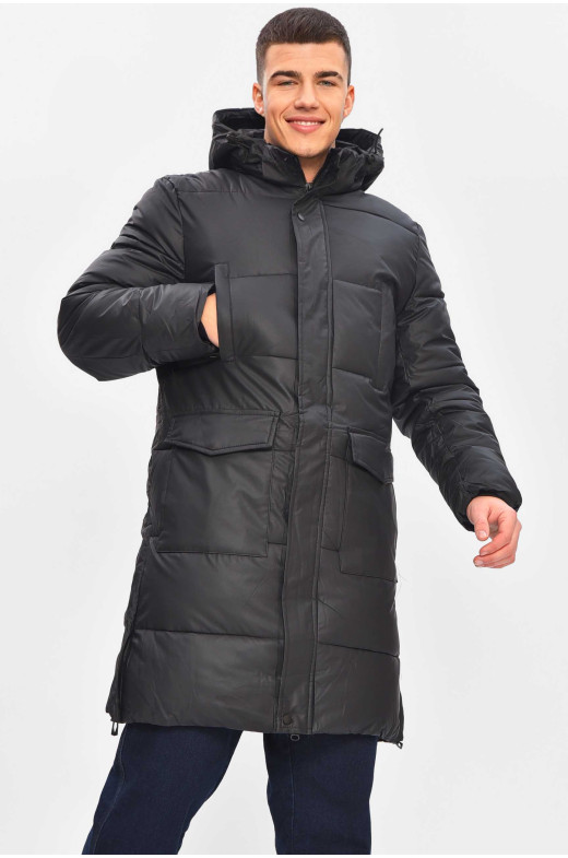 Куртка мужская еврозима полубатальная черного цвета H76-30 209361