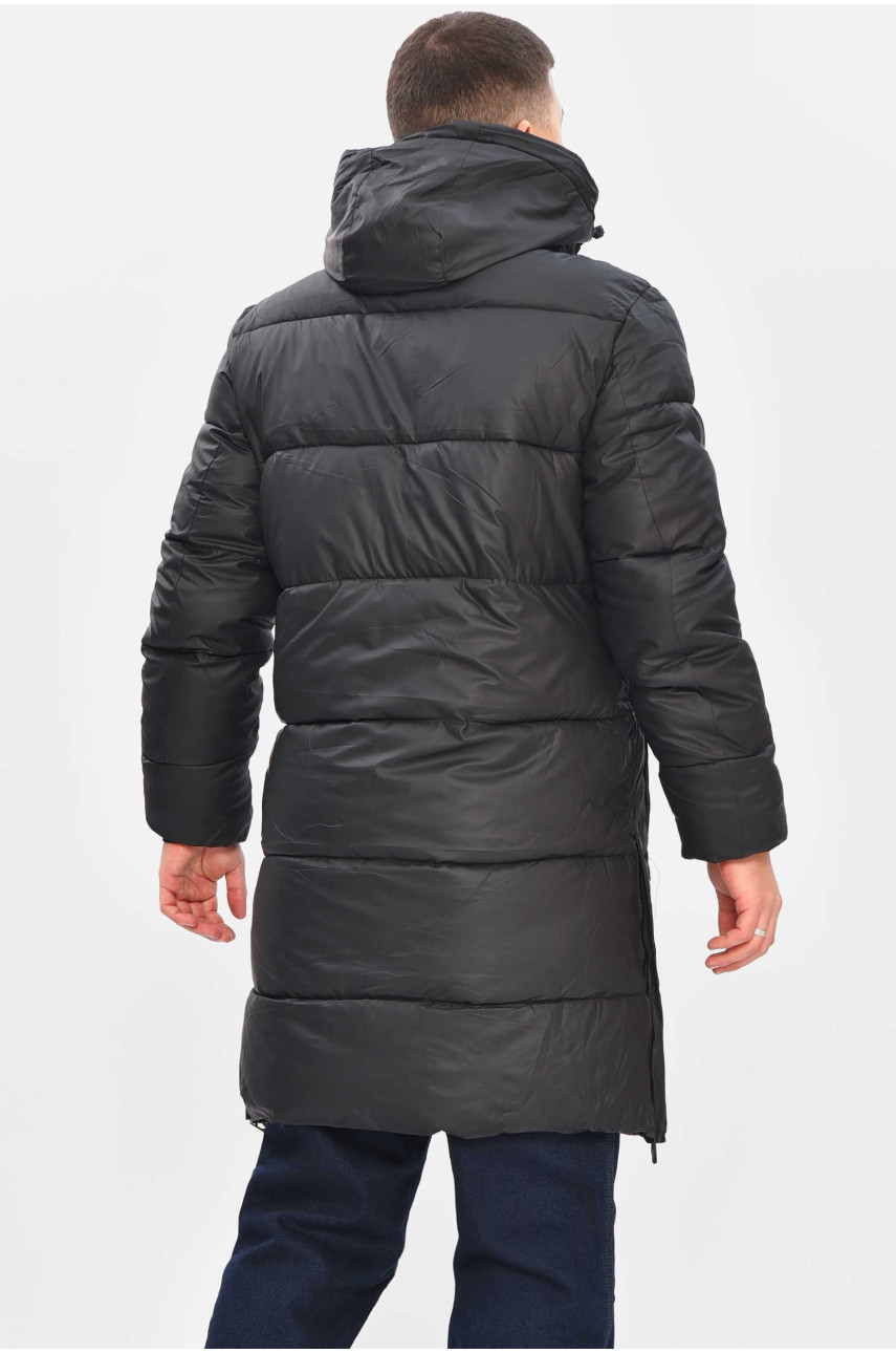 Куртка чоловіча єврозима напівбатальна чорного кольору H76-30 209361 Куртка чоловіча єврозима напівбатальна чорного кольору H76-30 209361