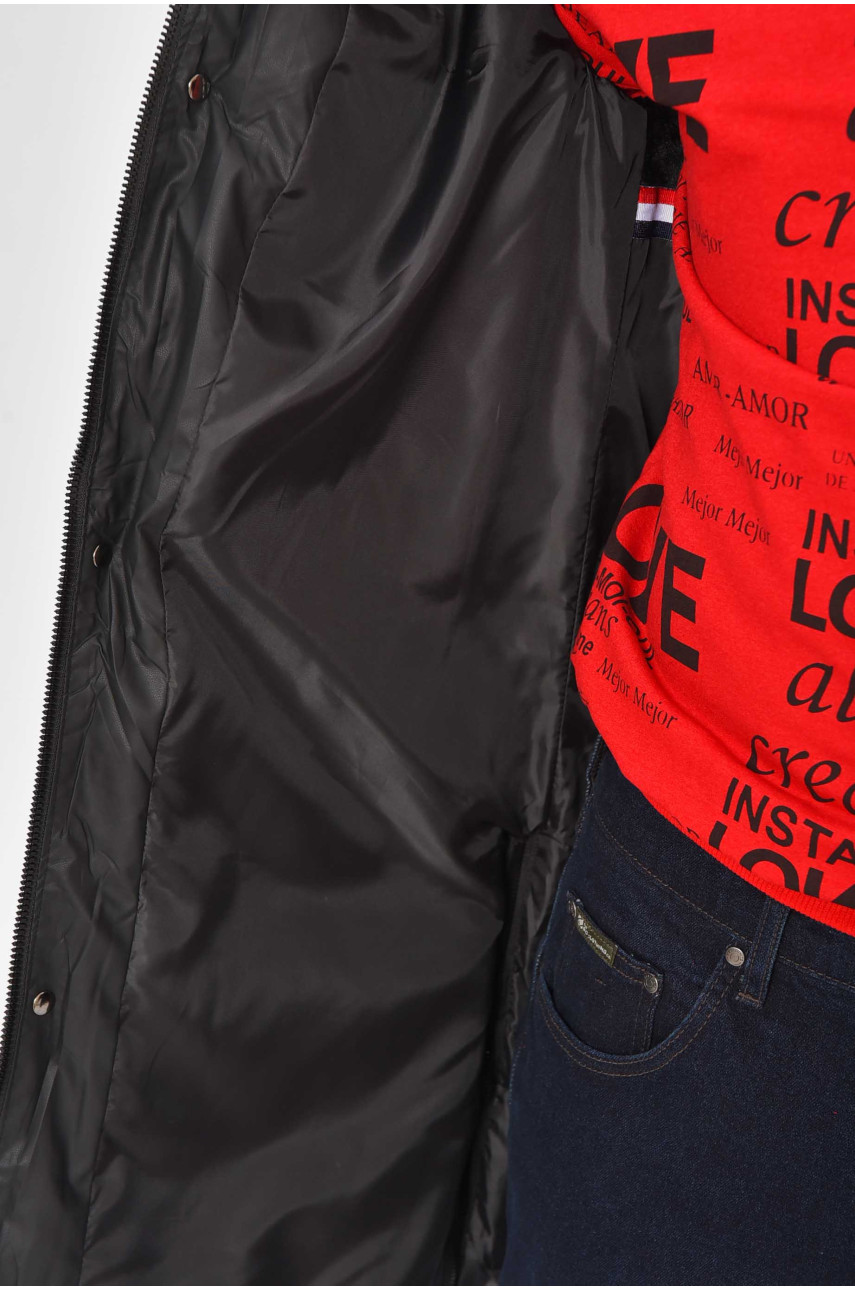 Куртка чоловіча єврозима напівбатальна чорного кольору H76-30 209361 Куртка чоловіча єврозима напівбатальна чорного кольору H76-30 209361