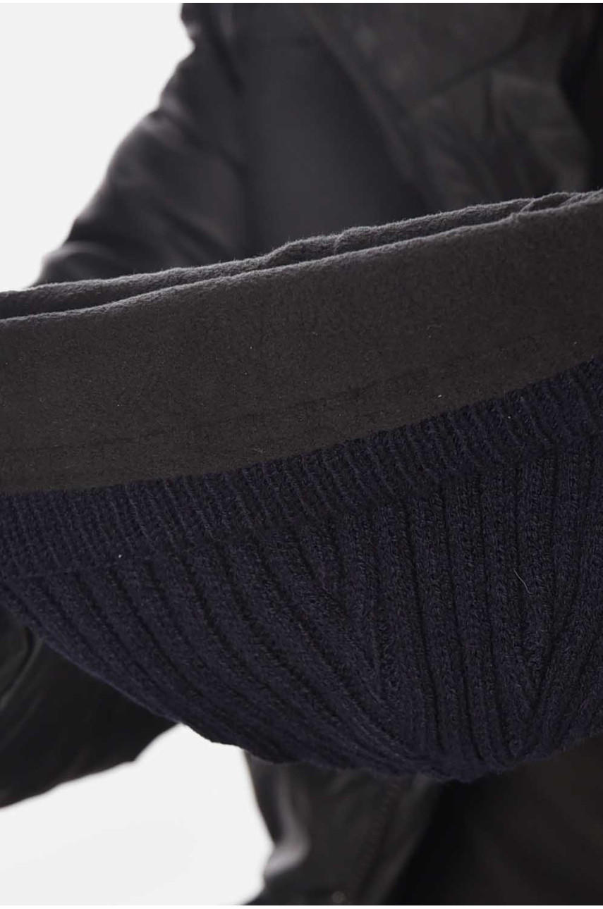 Шапка мужская с подворотом на флисе тёмно-синего цвета 209364