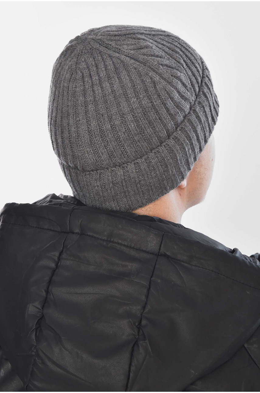 Шапка мужская на флисе серого цвета 209365