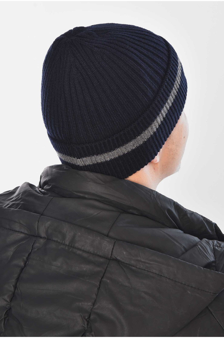 Шапка мужская на флисе тёмно-синего цвета 209366