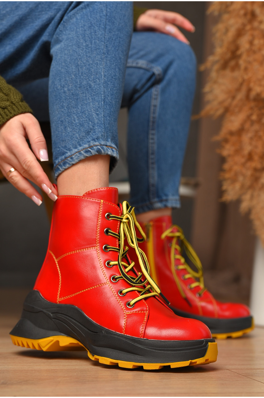 Ботинки женские демисезонные красного цвета KL85 В 209369