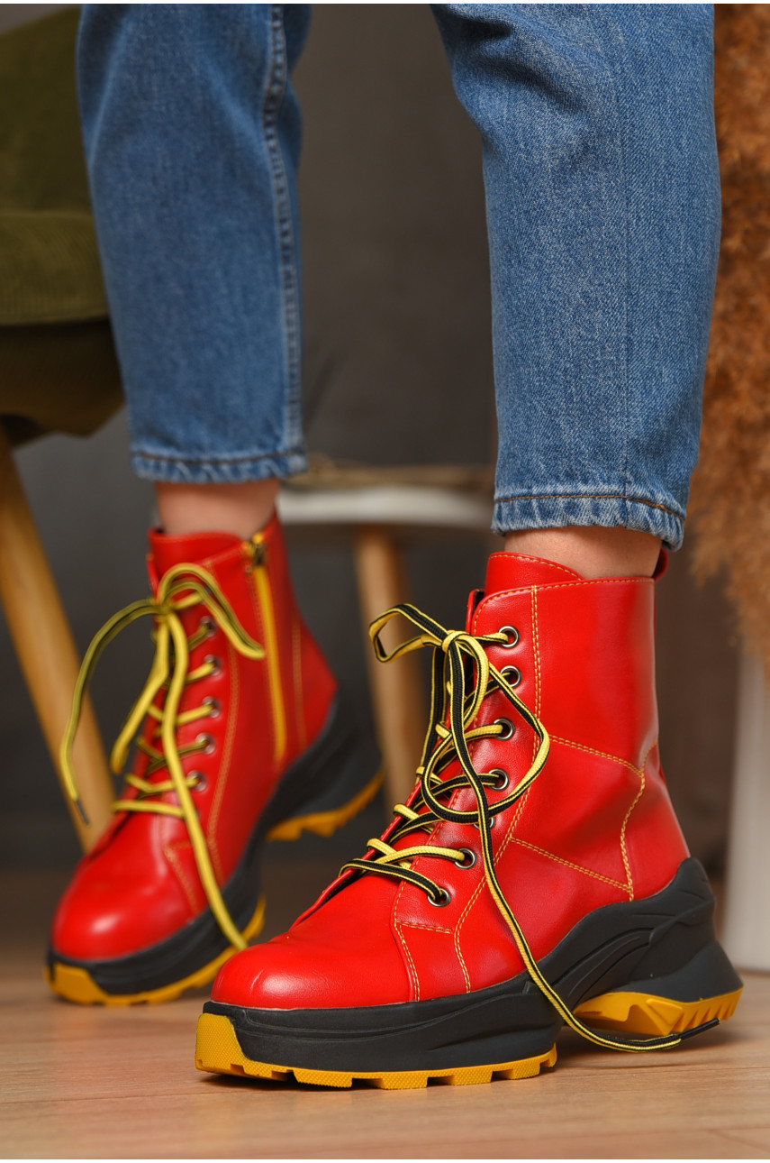 Ботинки женские демисезонные красного цвета KL85 В 209369