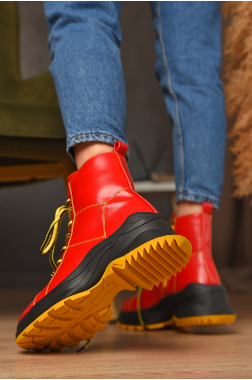 Ботинки женские демисезонные красного цвета KL85 В 209369