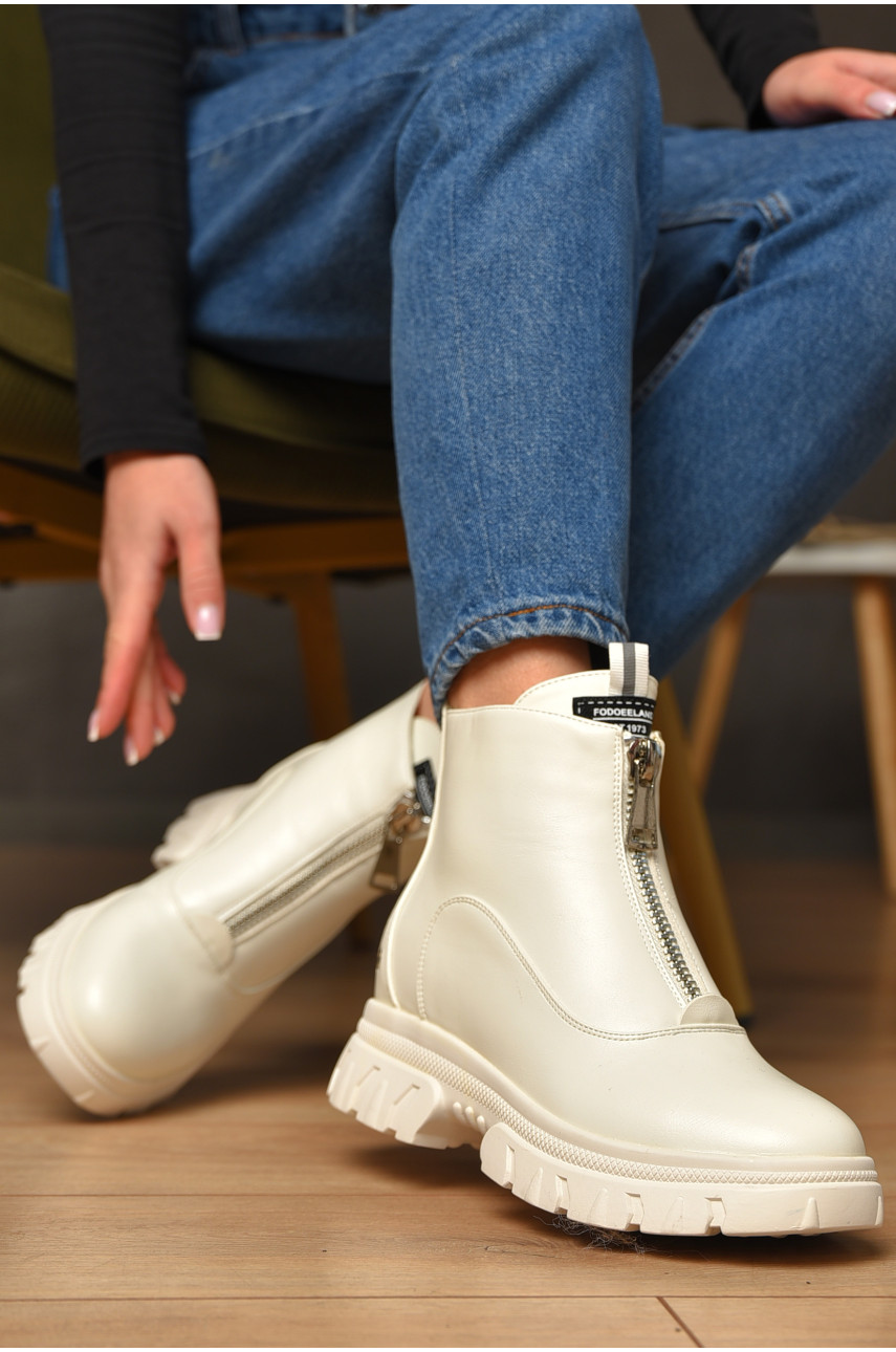 Ботинки женские демисезонные белого цвета 148-5 209370