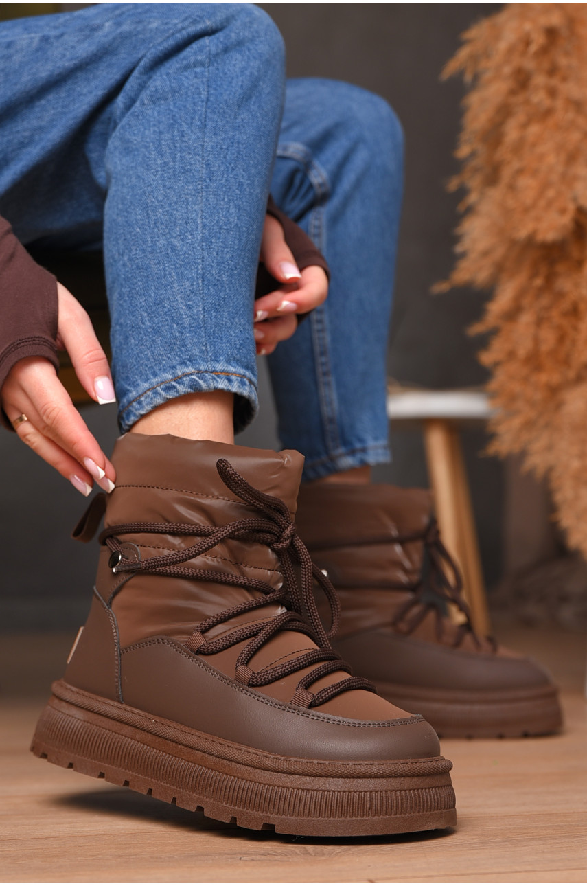 Дутики жіночі на хутрі коричневого кольору VAM355-1E 209372