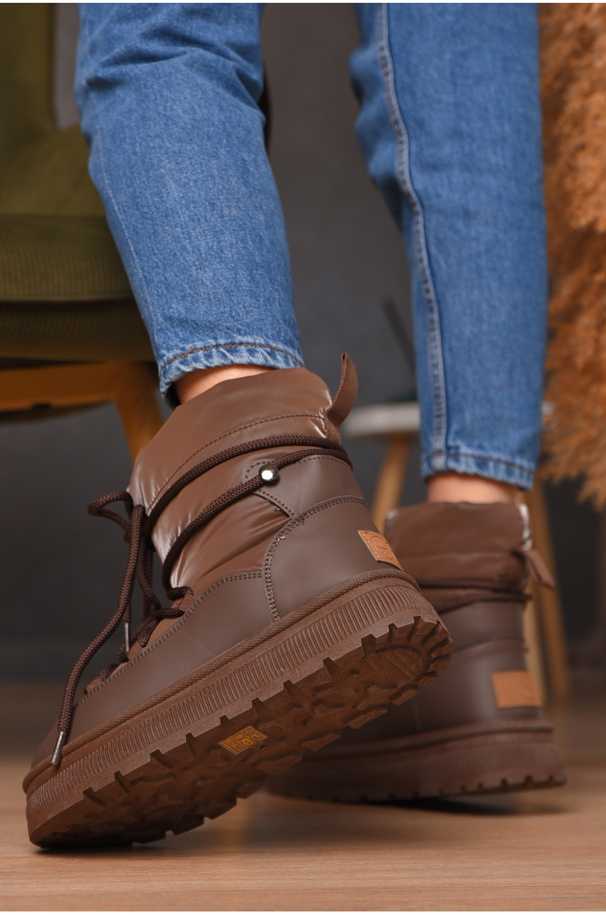 Дутики жіночі на хутрі коричневого кольору VAM355-1E 209372 Дутики жіночі на хутрі коричневого кольору VAM355-1E 209372