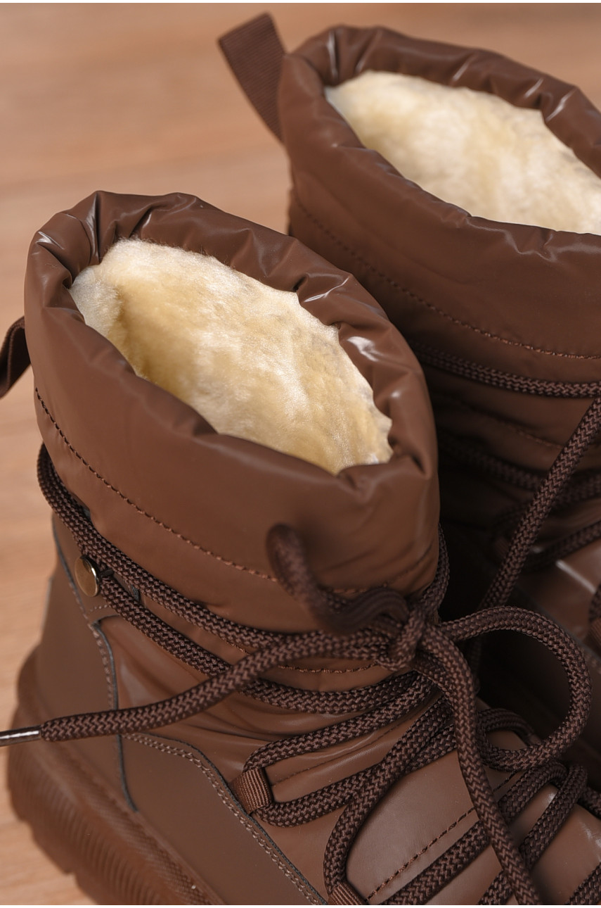 Дутики жіночі на хутрі коричневого кольору VAM355-1E 209372 Дутики жіночі на хутрі коричневого кольору VAM355-1E 209372