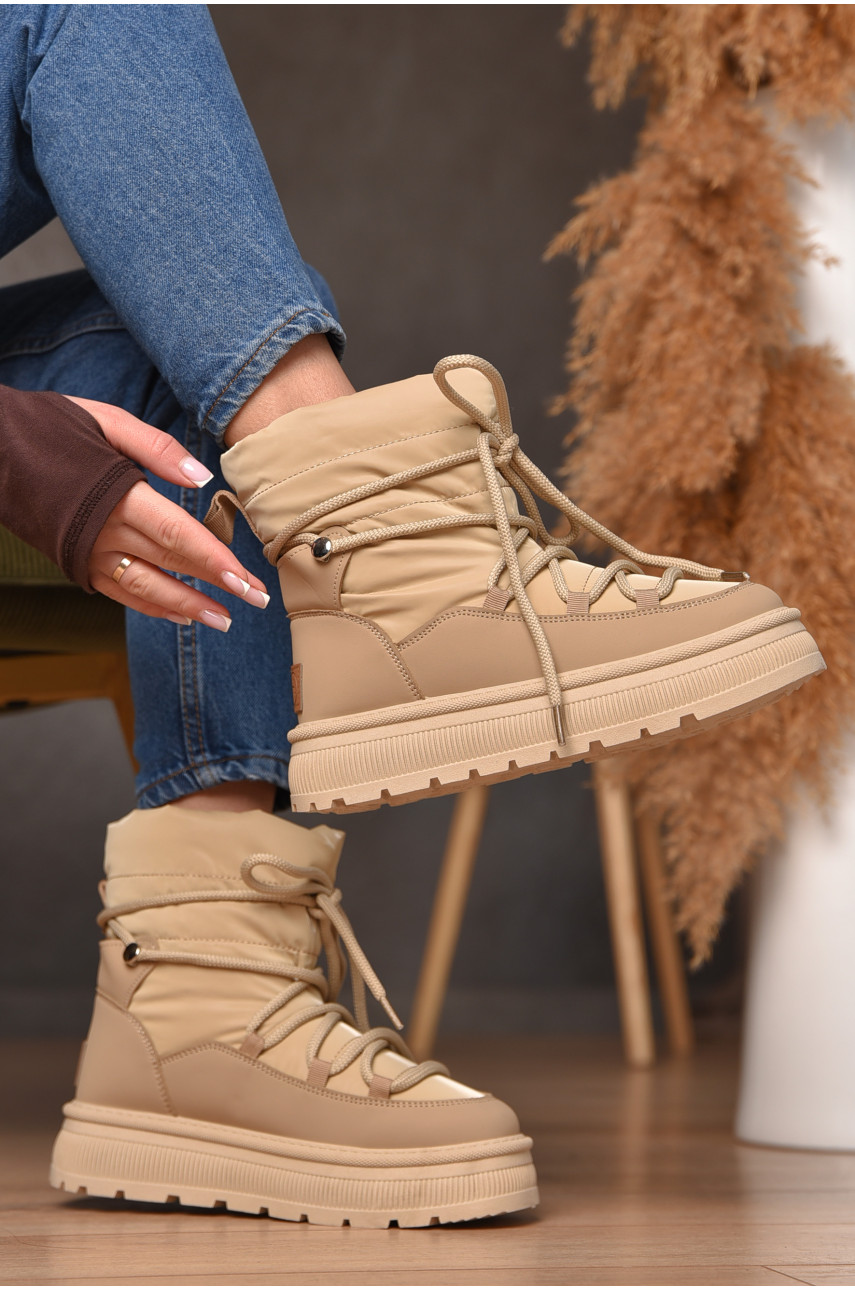 Дутики жіночі на хутрі бежевого кольору VAM355-1G 209373