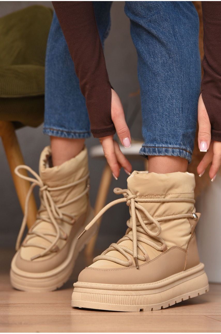 Дутики жіночі на хутрі бежевого кольору VAM355-1G 209373