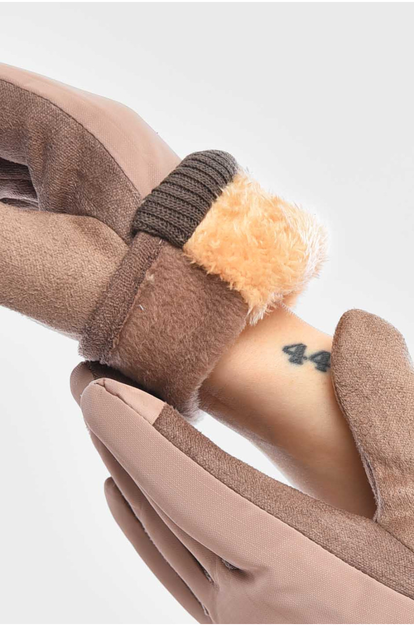 Рукавички жіночі на єврохутрі сенсорні бежевого кольору 204 209384 Рукавички жіночі на єврохутрі сенсорні бежевого кольору 204 209384