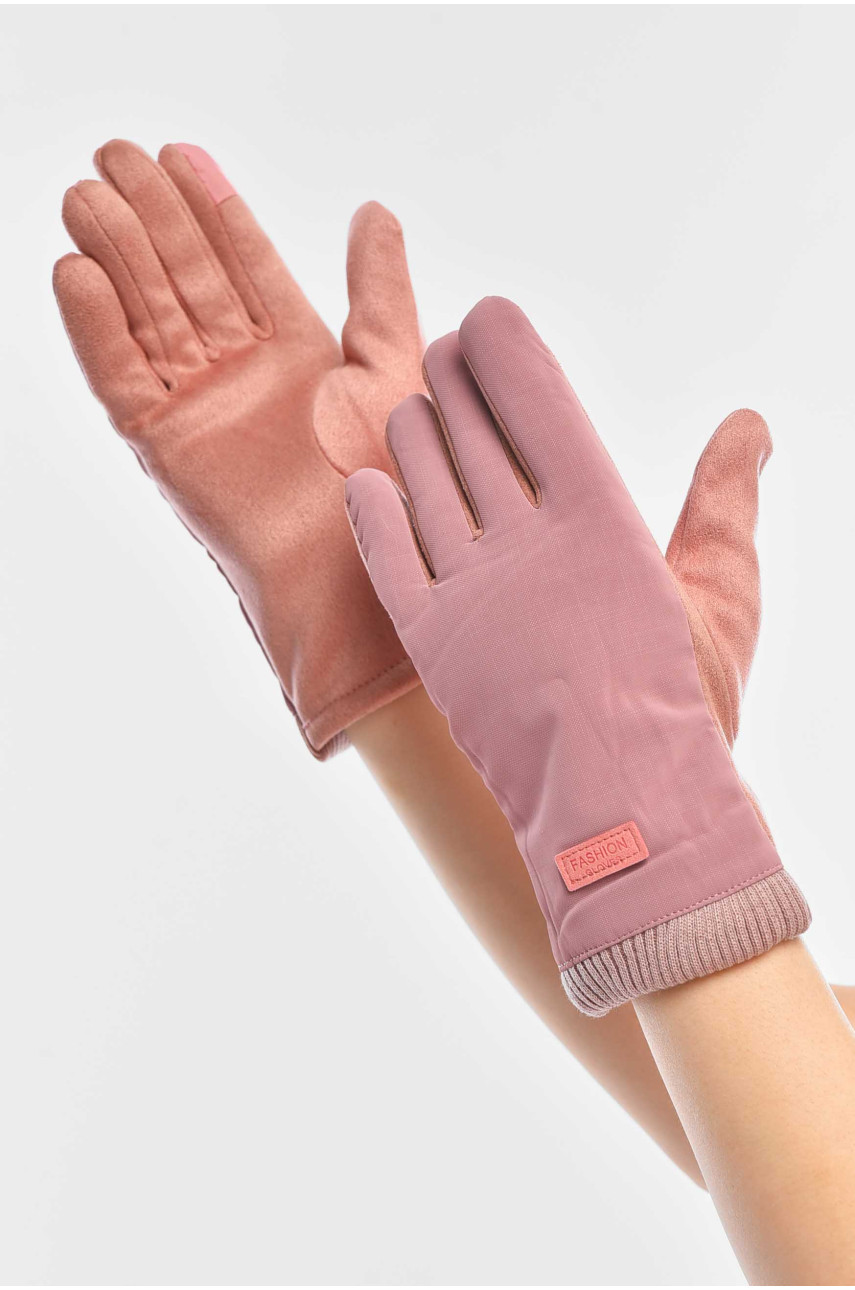 Рукавички жіночі на єврохутрі сенсорні рожевого кольору 204 209385