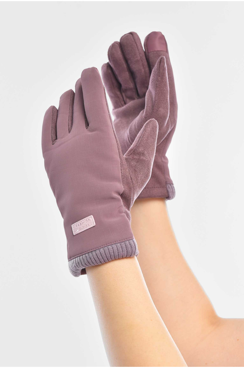 Рукавички жіночі на єврохутрі сенсорні темно-рожевого кольору 204 209386