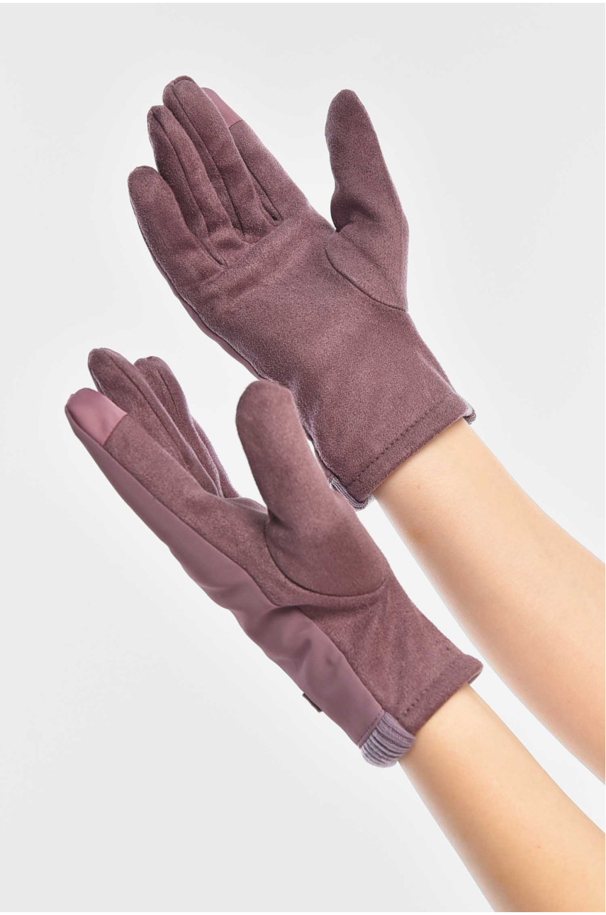 Рукавички жіночі на єврохутрі сенсорні темно-рожевого кольору 204 209386