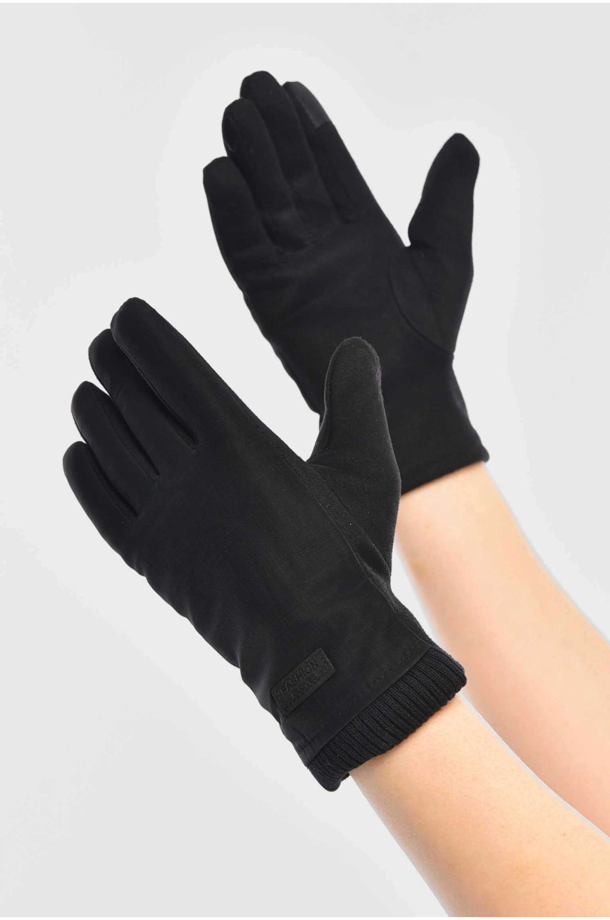 Рукавички жіночі на єврохутрі сенсорні чорного кольору 204 209388