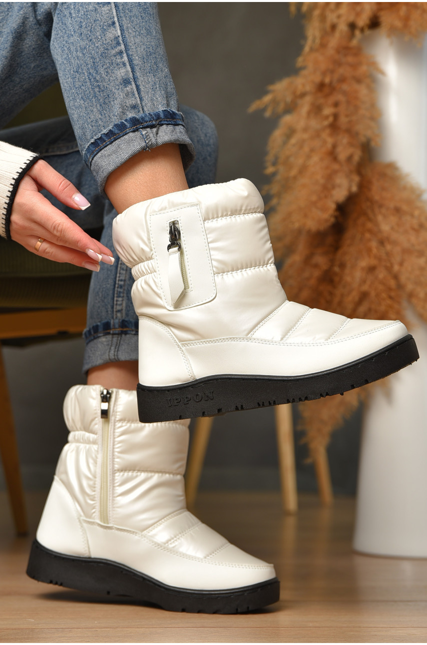 Дутики жіночі на хутрі білого кольору м5-5 209398