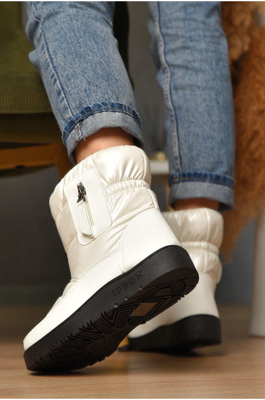 Дутики жіночі на хутрі білого кольору м5-5 209398 Дутики жіночі на хутрі білого кольору м5-5 209398