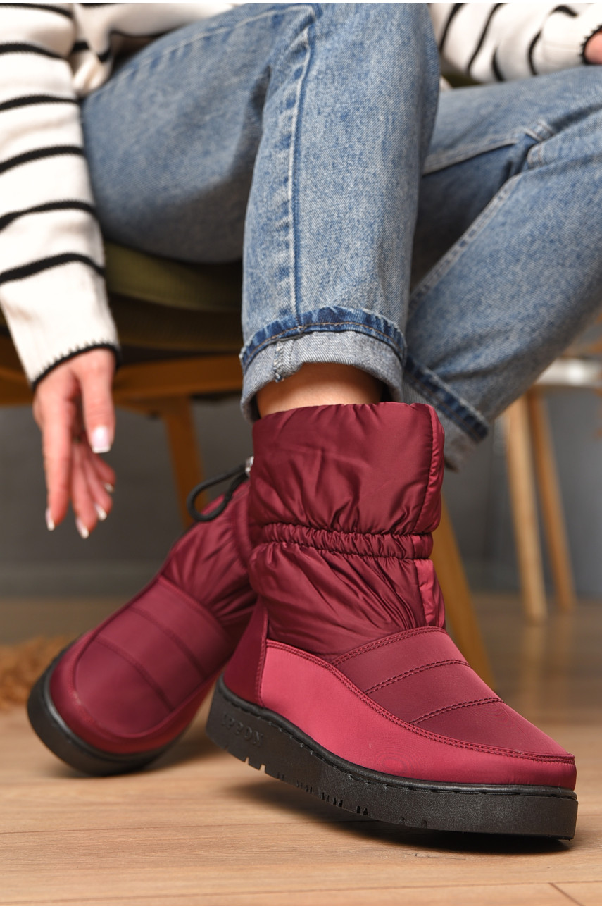 Дутики жіночі на хутрі бордового кольору м2-19 209401