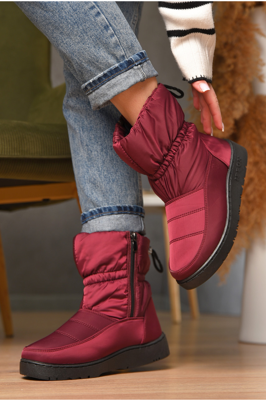 Дутики жіночі на хутрі бордового кольору м2-19 209401