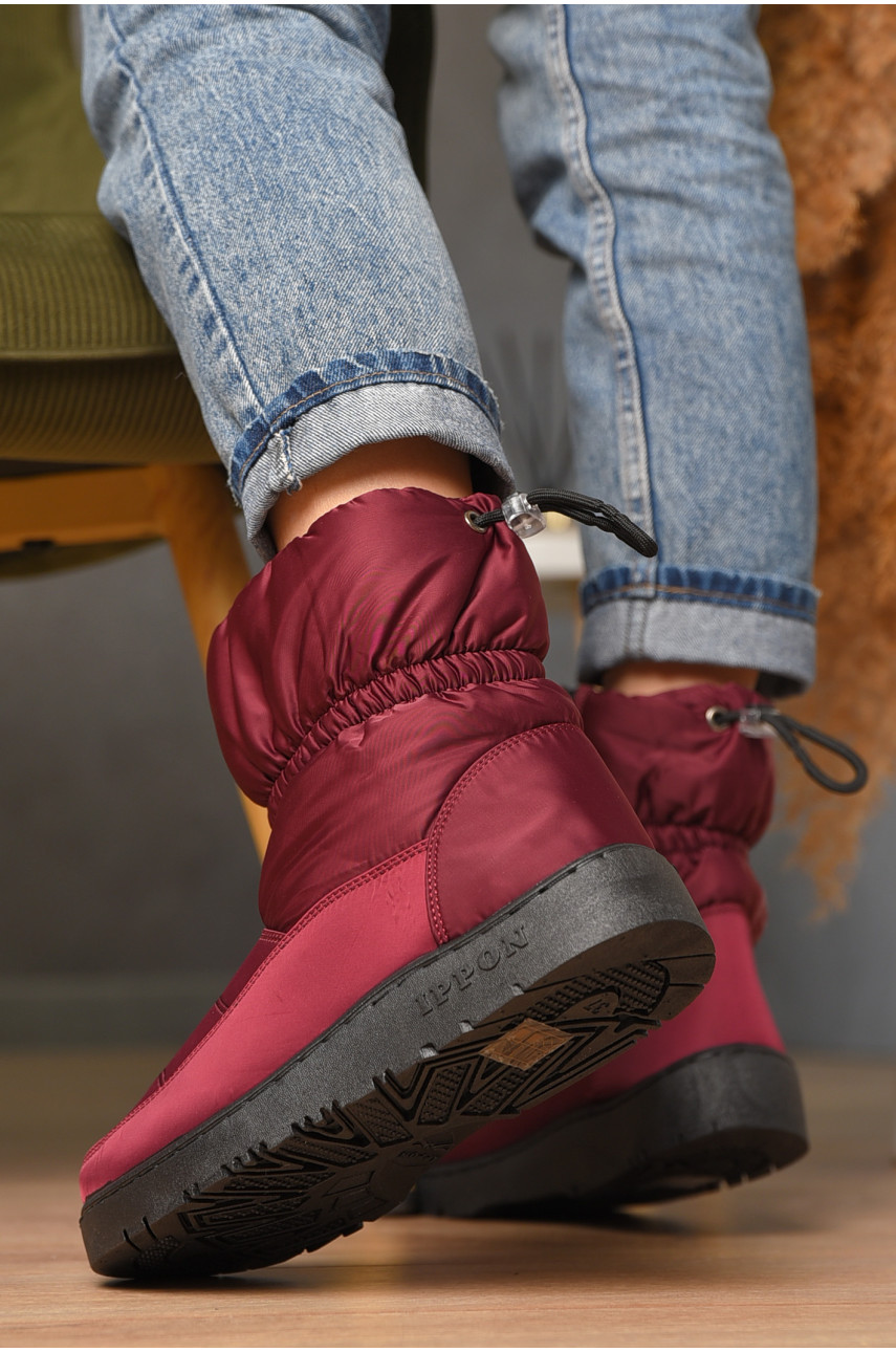 Дутики жіночі на хутрі бордового кольору м2-19 209401 Дутики жіночі на хутрі бордового кольору м2-19 209401