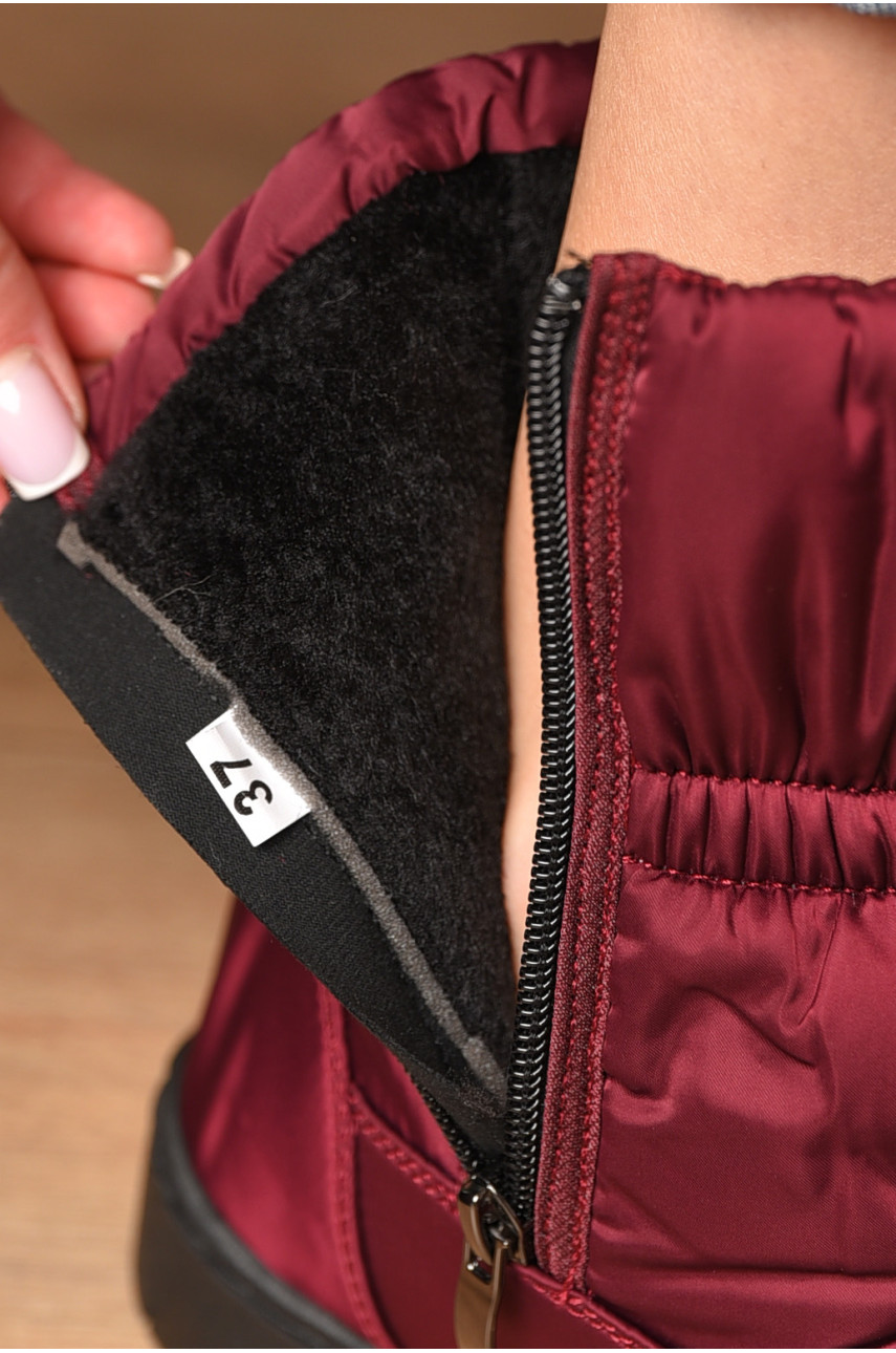 Дутики жіночі на хутрі бордового кольору м2-19 209401 Дутики жіночі на хутрі бордового кольору м2-19 209401