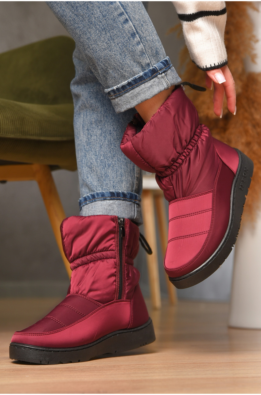 Дутики жіночі на хутрі бордового кольору Уцінка м2-19 209402