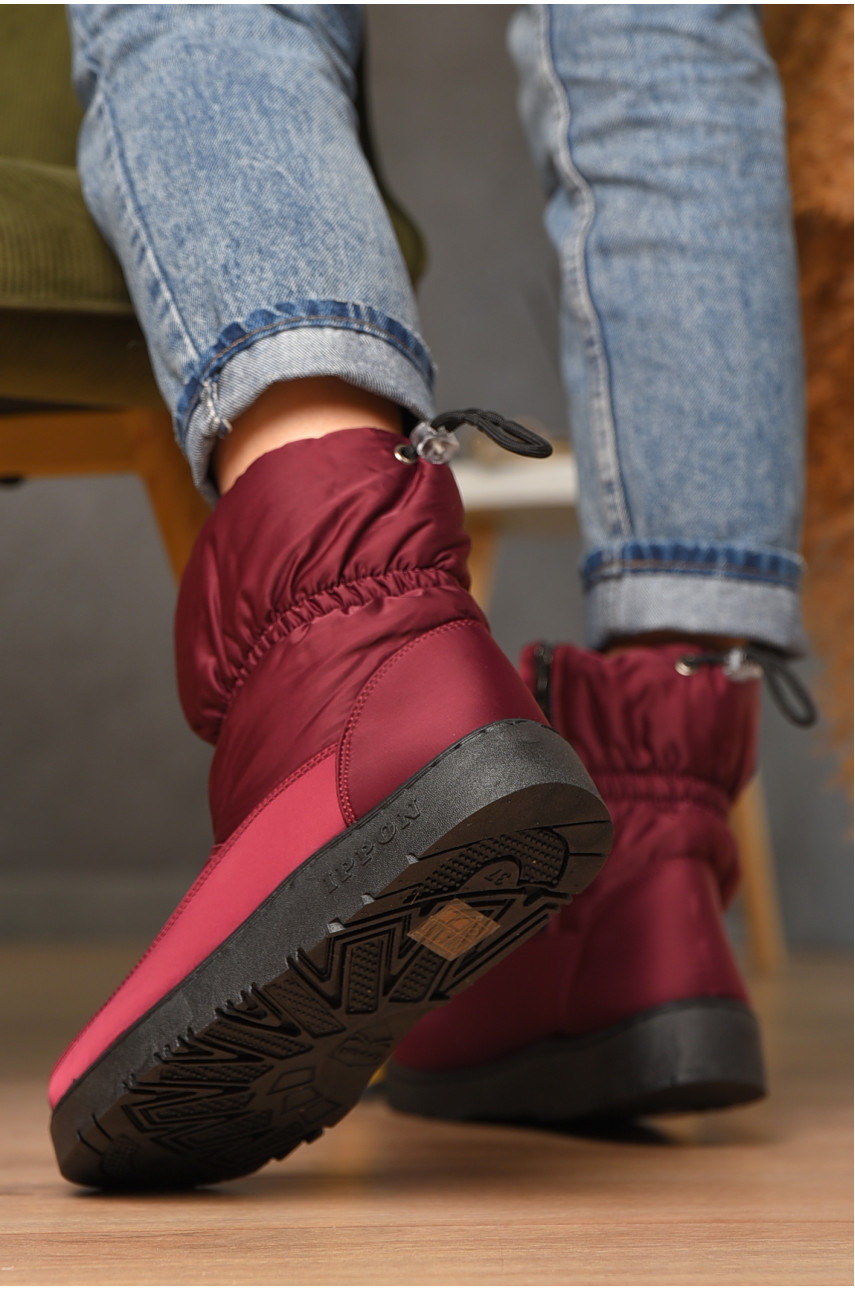 Дутики жіночі на хутрі бордового кольору Уцінка м2-19 209402 Дутики жіночі на хутрі бордового кольору Уцінка м2-19 209402