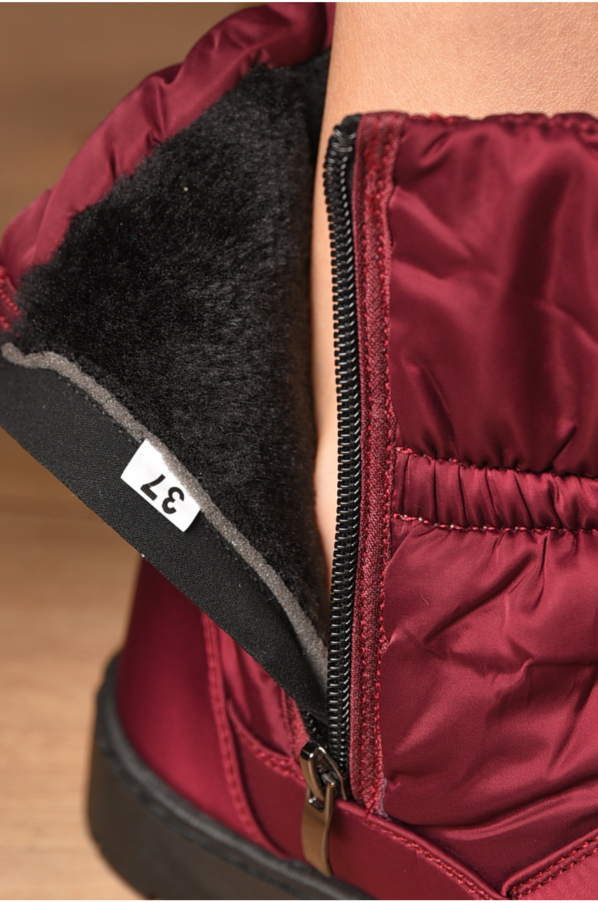 Дутики жіночі на хутрі бордового кольору Уцінка м2-19 209402 Дутики жіночі на хутрі бордового кольору Уцінка м2-19 209402