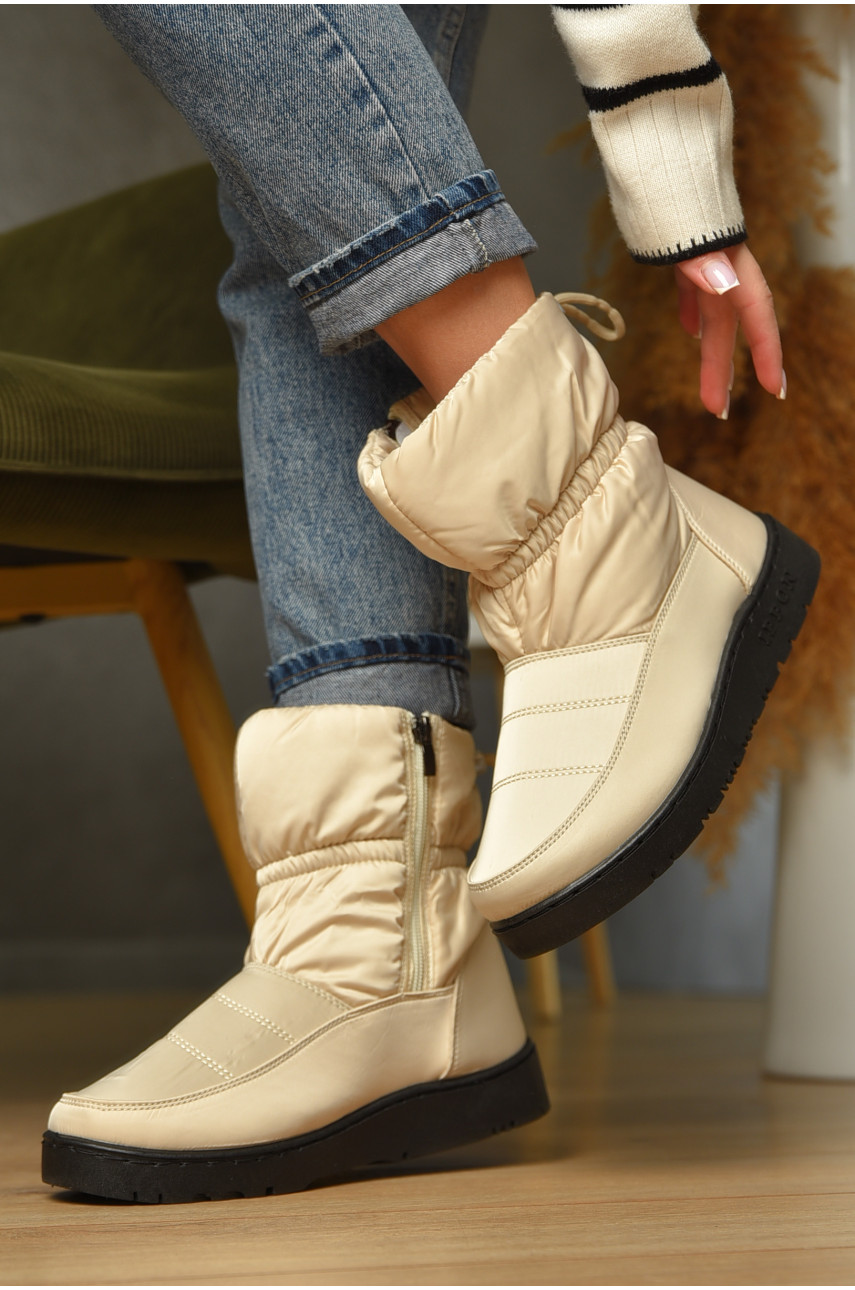 Дутики жіночі на хутрі бежевого кольору Уцінка м2-4 209403