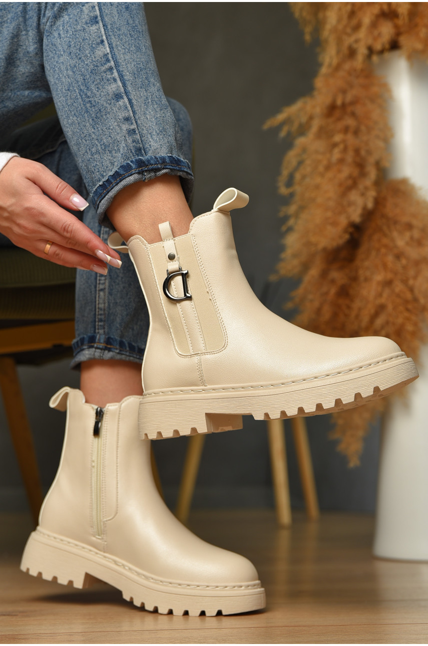 Ботинки женские демисезонные бежевого цвета 025-14 209410