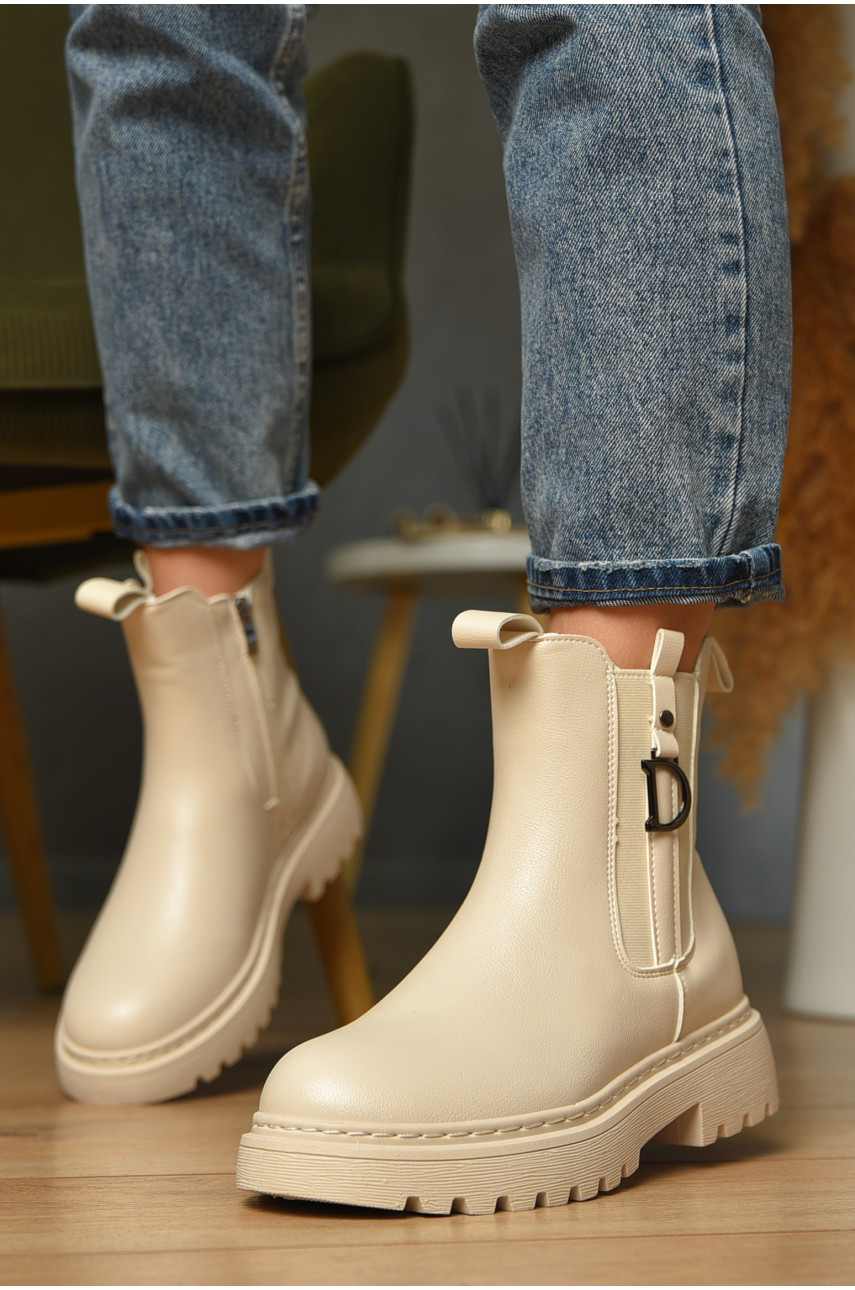 Ботинки женские демисезонные бежевого цвета 025-14 209410