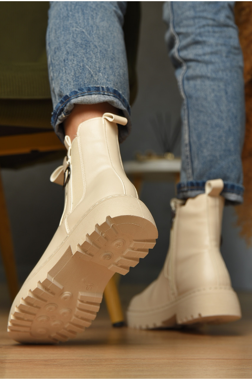 Ботинки женские демисезонные бежевого цвета 025-14 209410
