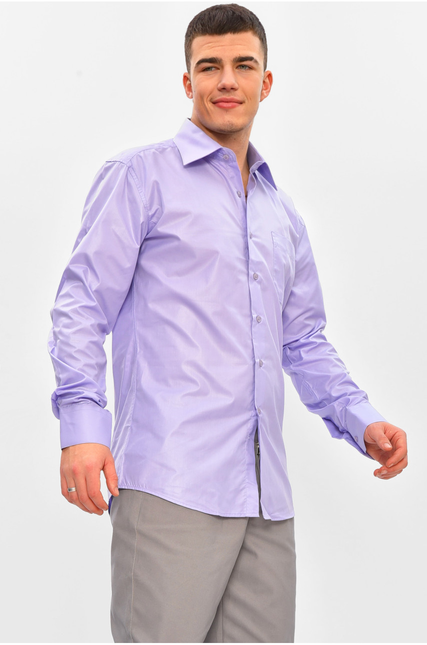 Рубашка мужская однотонная сиреневого цвета N1067 209416