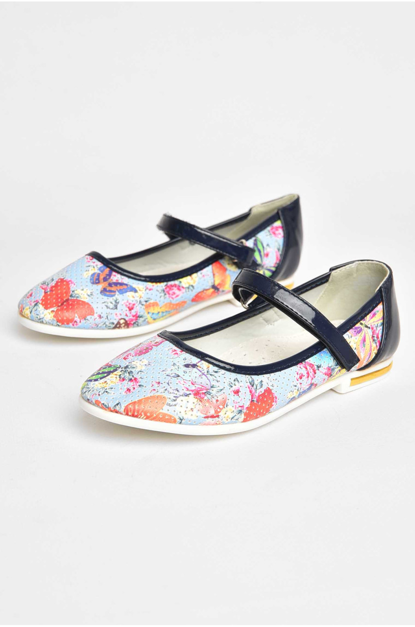 Туфлі для дівчинки блакитного кольору з синіми вставками 126-7 209417