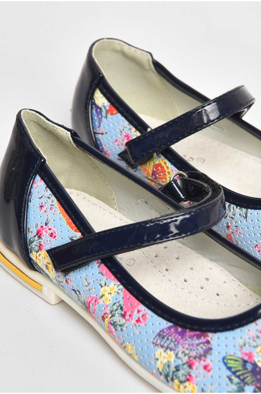 Туфлі для дівчинки блакитного кольору з синіми вставками 126-7 209417 Туфлі для дівчинки блакитного кольору з синіми вставками 126-7 209417