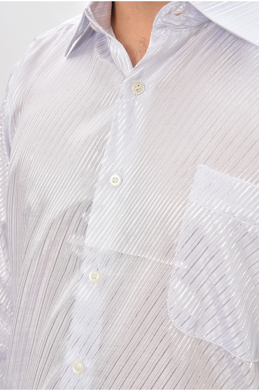 Сорочка чоловіча білого кольору з принтом K0178-b-l 209419 Сорочка чоловіча білого кольору з принтом K0178-b-l 209419